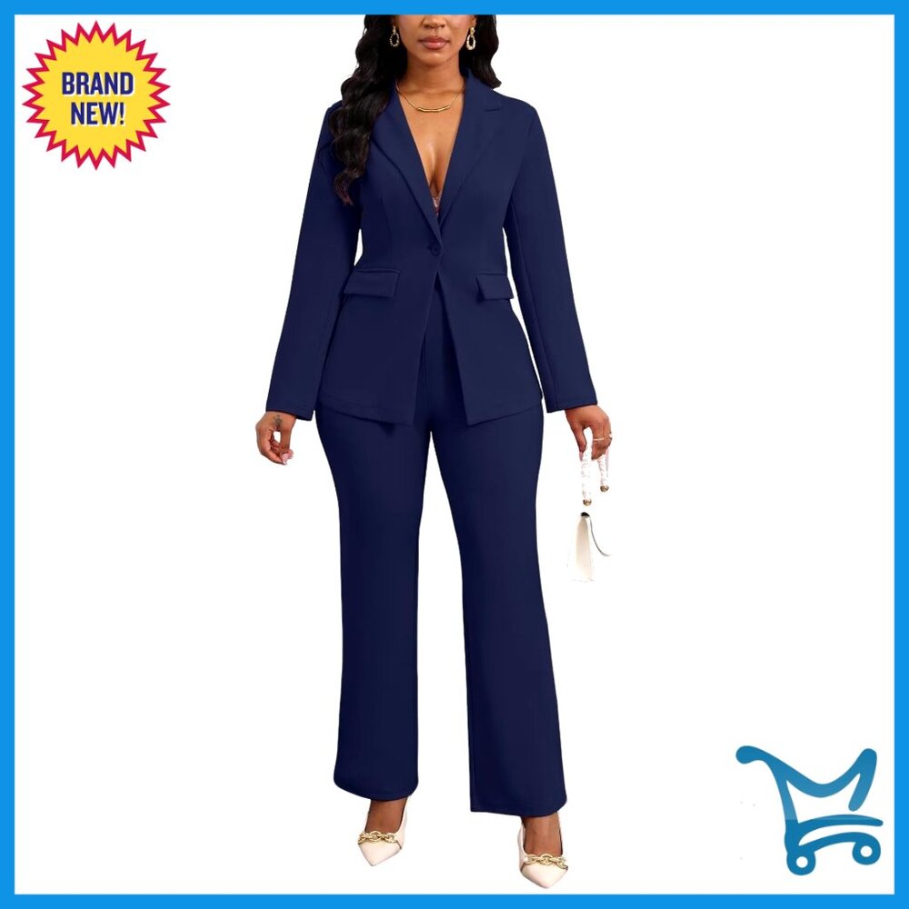 2 Piece Blazer Pantsuit Set Polyester Spandex Formal Office Wear